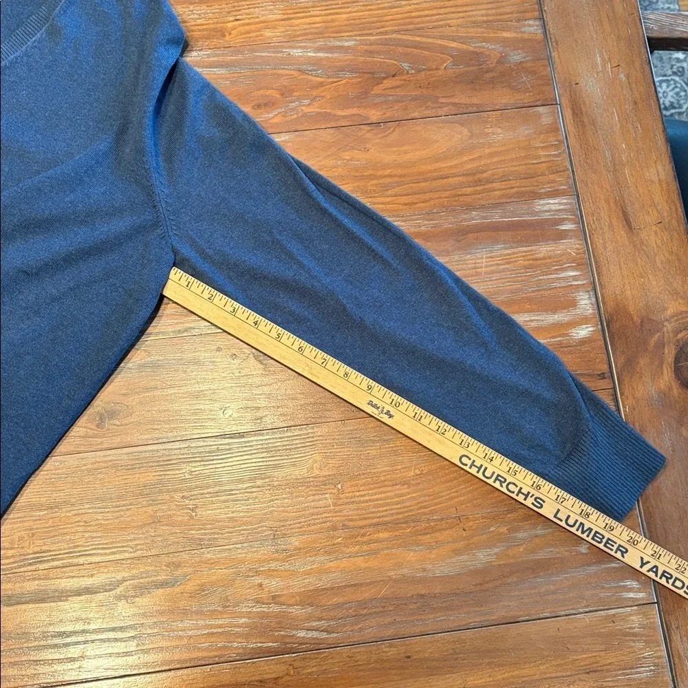 Eddie Bauer Blue V-Neck Lightweight Cotton Cashmere Sweater XL